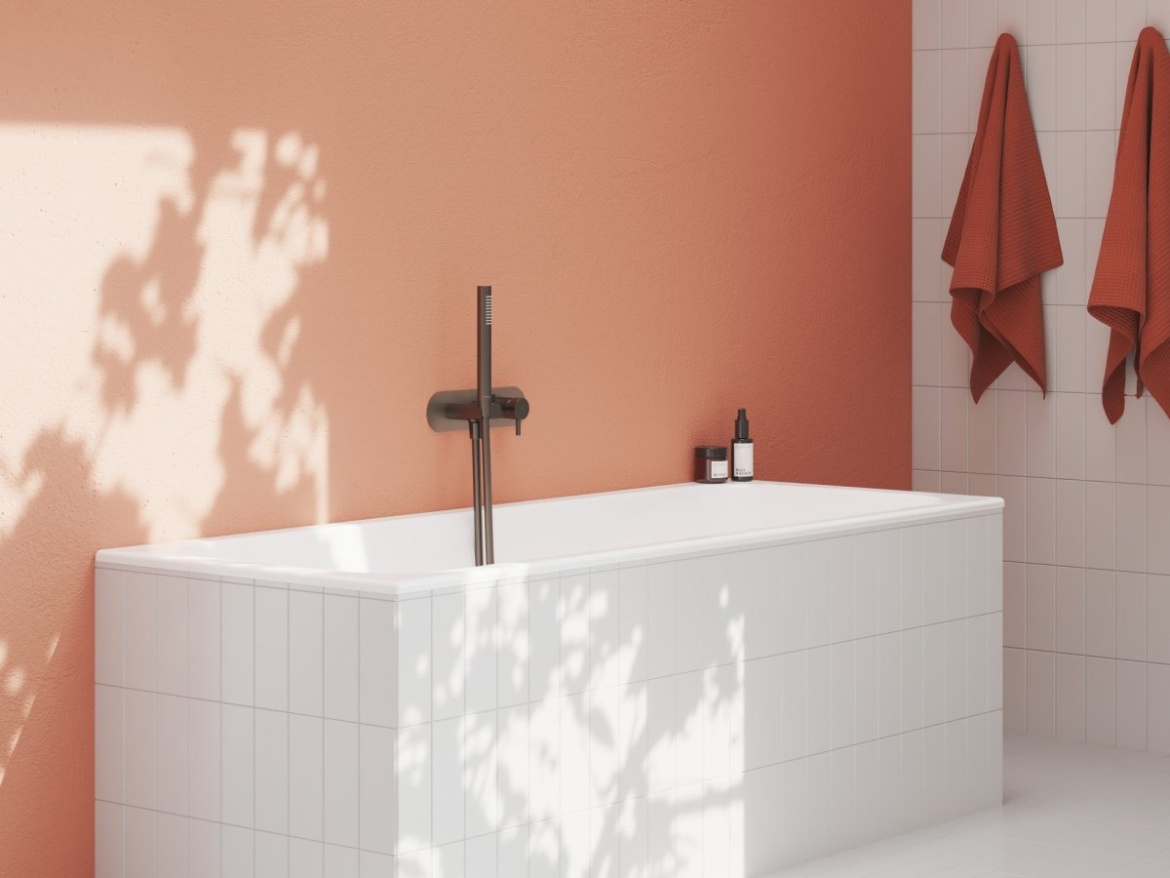 Ravak ES 065.20BLM.O2.RB07D.+S Podomietková batéria 2-cestná pre R-box, so sprchovým setom, Black Matt