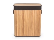 G21 Koš na prádlo  105 l s rozdělovačem, bambusový s hnědým košem