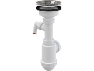 Szifonok és tartozékok – Alcadrain Dřezový sifon A446P s výpustí 115 mm, odpad 40/50 mm, s přípojkou, A446P-DN50/40