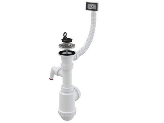 Sanitární instalace –  Alcadrain Dřezový sifon A444P s výpustí 70 mm, odpad 40/50 mm, s přípojkou, s přepadem,  A444P-DN50/40