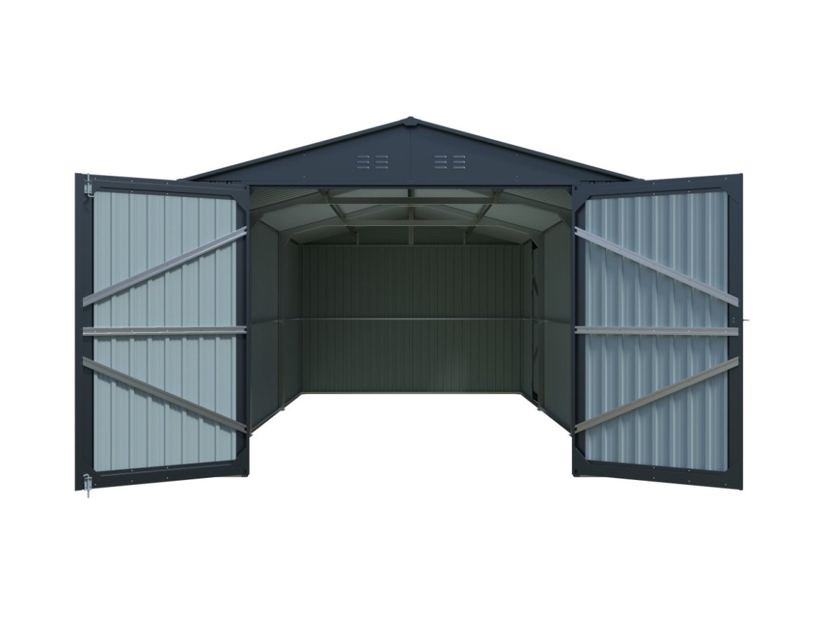 Kovová garáž 3 x 6 m se sedlovou střechou Antracit Riwall PRO RMCG 20x10 Anthracite