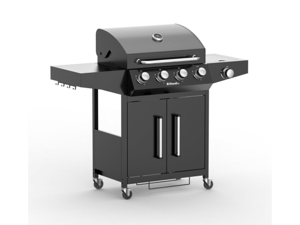 Plynový gril 15 kW se čtyřmi hořáky a bočním vařičem Riwall PRO RGG 41