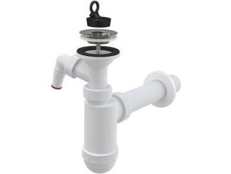 Alcadrain –  Alcadrain Umyvadlový sifon A41P s výpustí 63 mm, odpad 40 mm, s přípojkou,  A41P