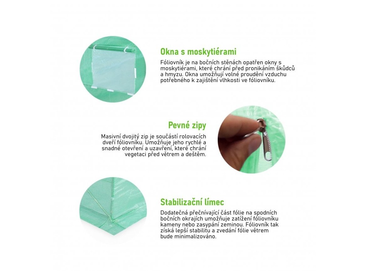 VespaGarden Zahradní fóliovník 2x3m VESPAGARDEN extra silný - 6m2 bílý + příslušenství