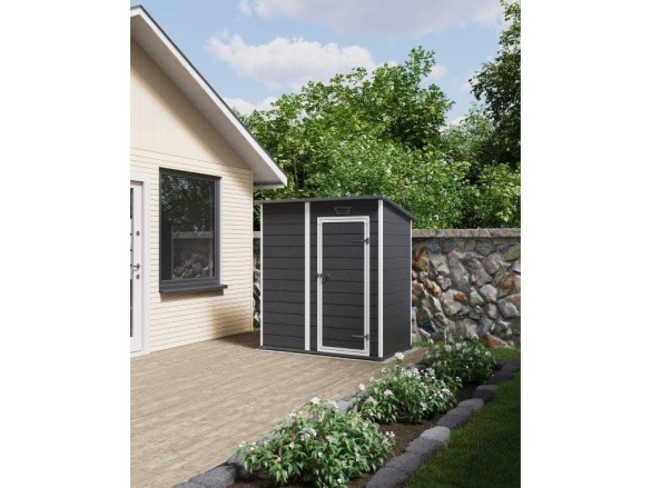 Keter Zahradní domek Keter Essential Shed 6x4 - 112 × 184 × 195 cm - tmavě šedý/bílý
