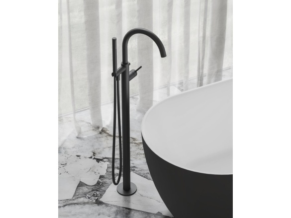 Ravak ES 080.20BLM.RB07G Vanová baterie do podlahy bez tělesa, se sprchovým setem, Black Matt