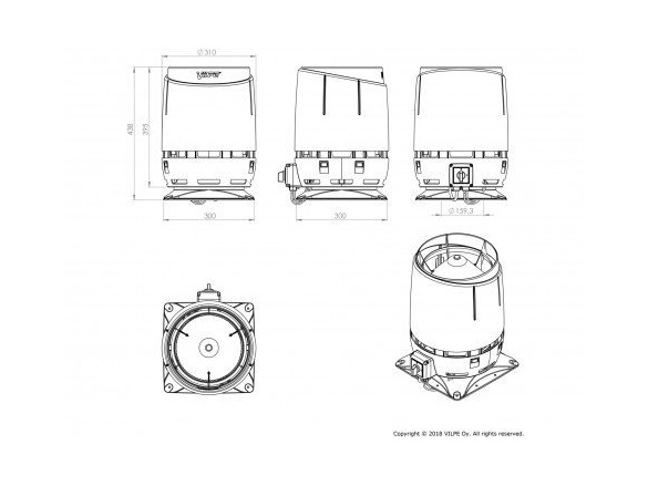 Vilpe Střešní ventilátor ECO 160S Flow + montážní deska 300x300 mm