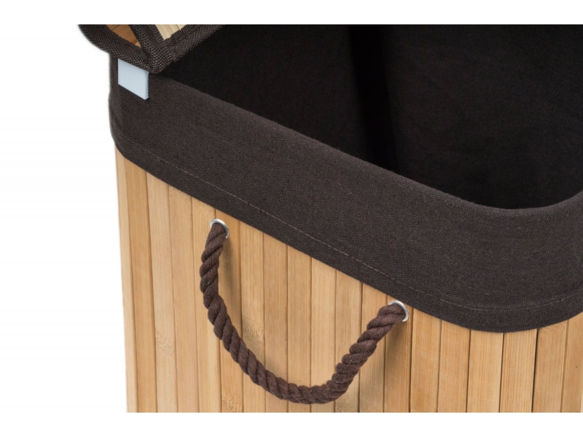 G21 Koš na prádlo  105 l s rozdělovačem, bambusový s hnědým košem