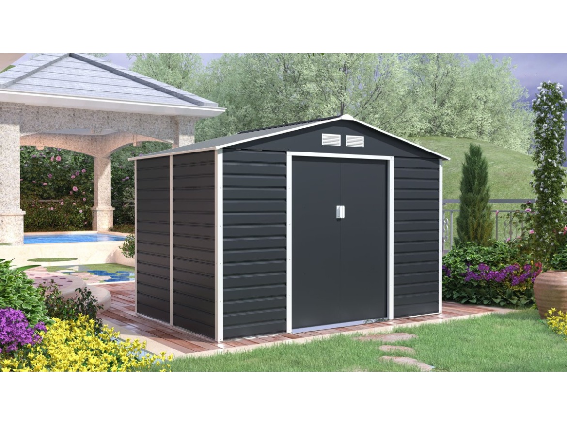 Plechový zahradní domek G21 GAH 529 - 277 x 191 cm, antracitový