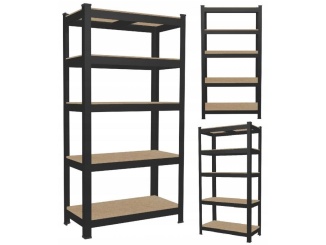 Műanyag –  Garden Line Kovový úložný regál černý GardenLine -5 polic 180 x 90 x 30 cm max 175 kg na polici