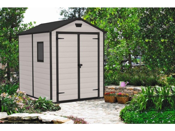 Plastový záhradný domček Keter MANOR 6 x 8 DD béžový, s podlahou