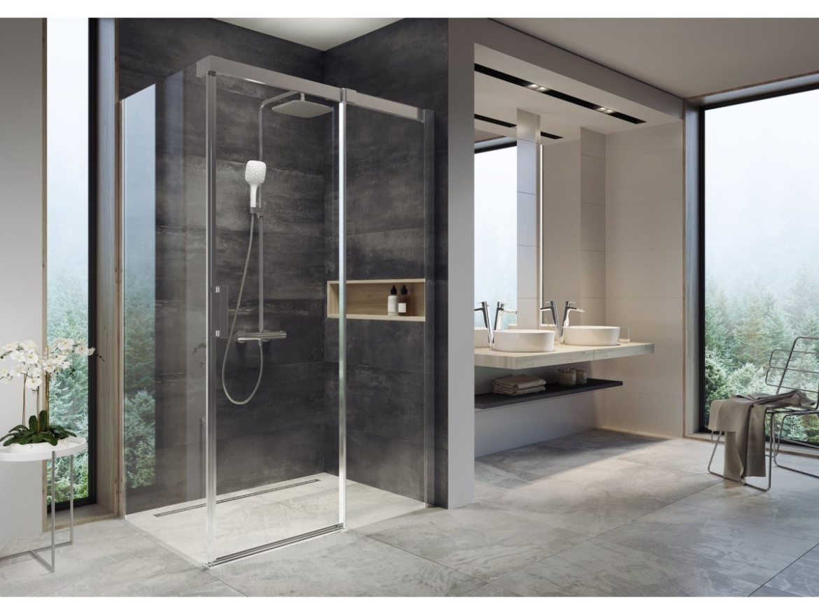 Ravak TE 093.01CR Sprchový sloup s termostatickou baterií, posuvný, se sprchovým setem, chrom