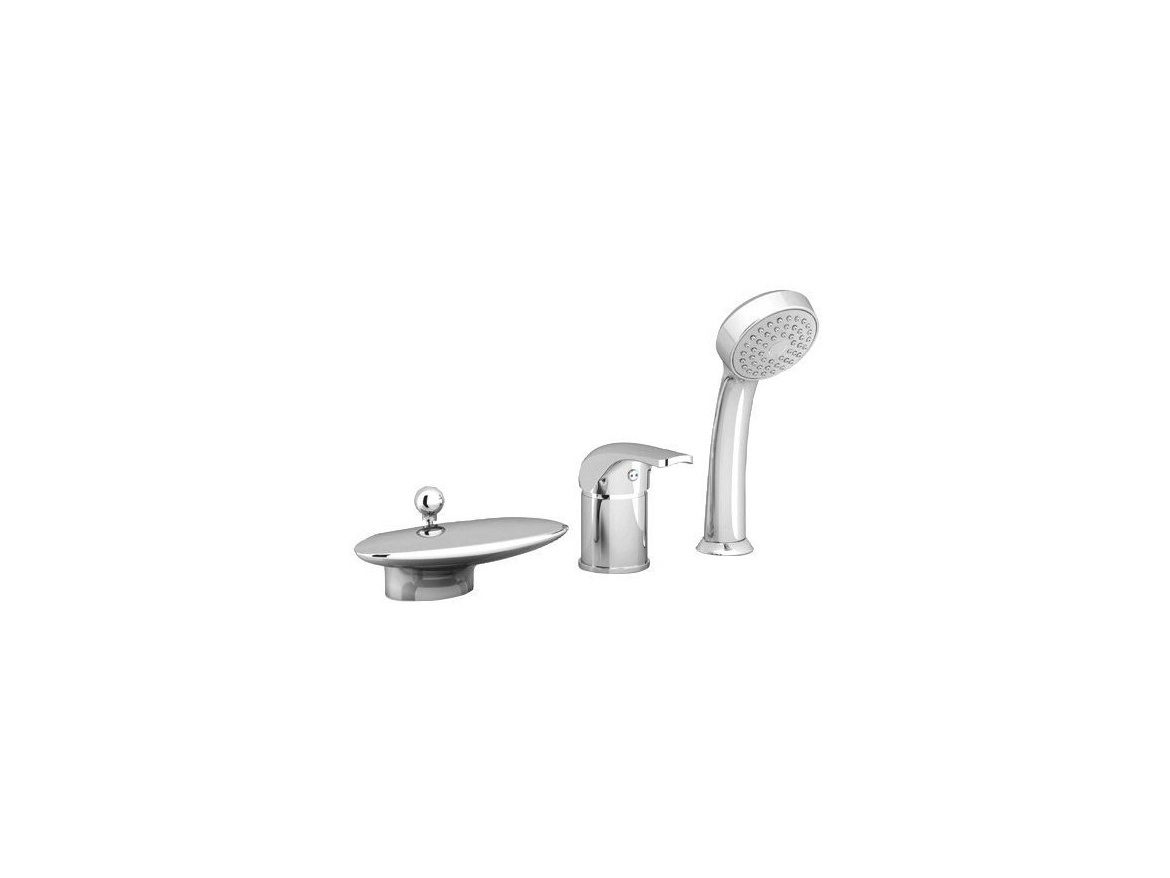 Ravak RS 025.00CR Vanová stojánková 3-otvorová baterie se sprchovým setem, vodopád, chrom