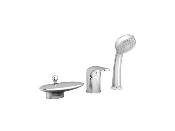 Ravak RS 025.00CR Vanová stojánková 3-otvorová baterie se sprchovým setem, vodopád, chrom
