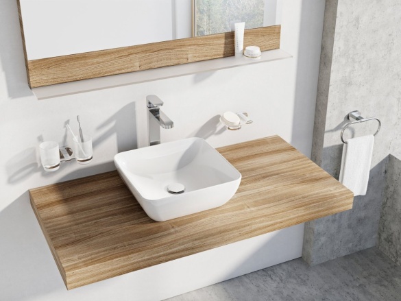 Ravak Umývadlo Uni Slim S 38, bez otvoru pre batériu, bez prepadu, biela matná