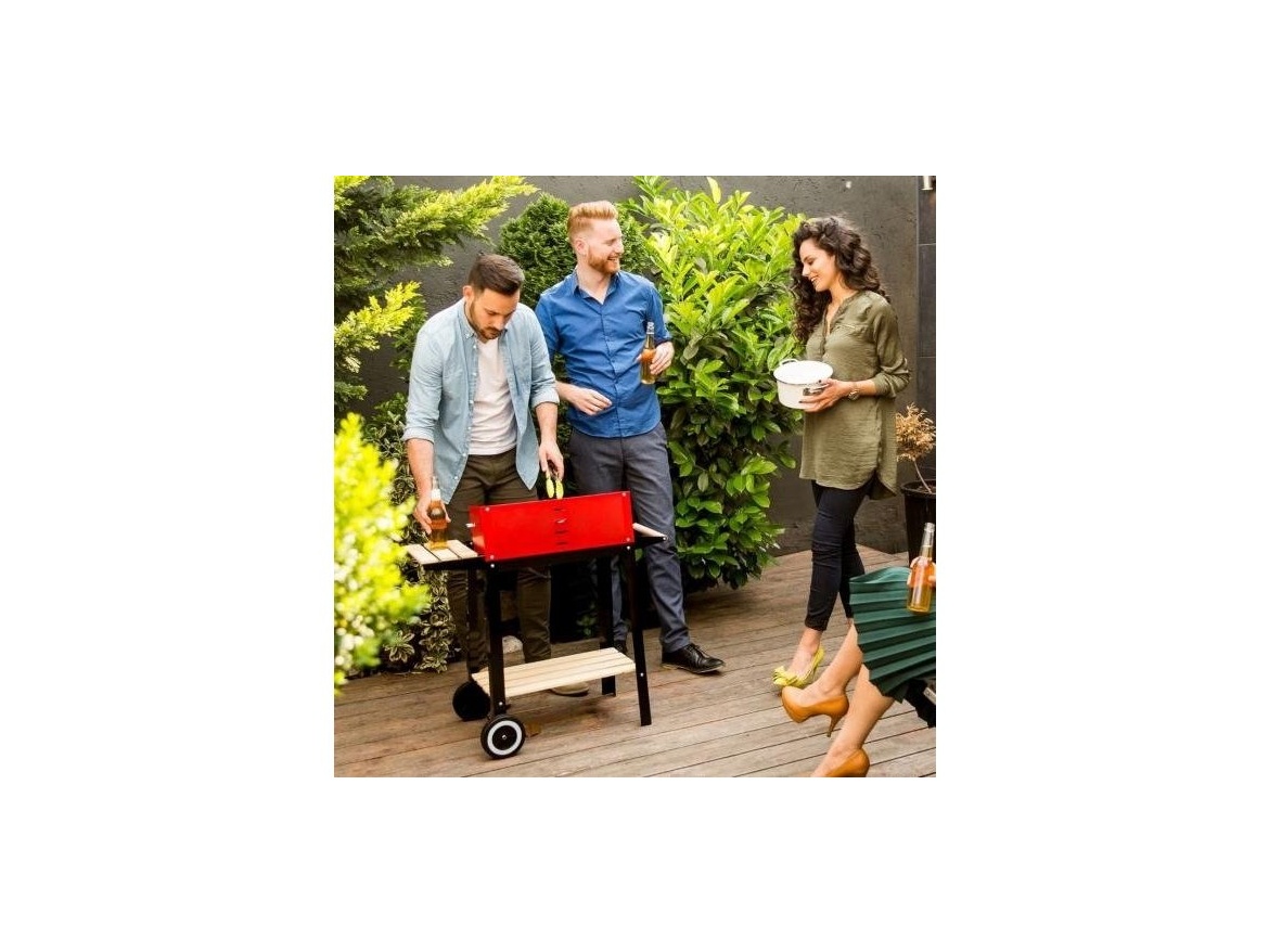 Garden Line Zahradní gril s bočními policemi a kolečky 93x42x84 cm