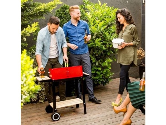 Garden Line Zahradní gril s bočními policemi a kolečky 93x42x84 cm