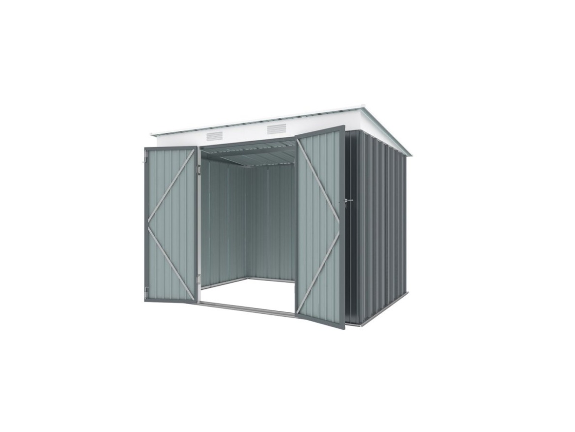 Zahradní domek kovový 2,4 x 1,8 m s pultovou střechou antracit Riwall PRO RMSP 6x8 Anthracite