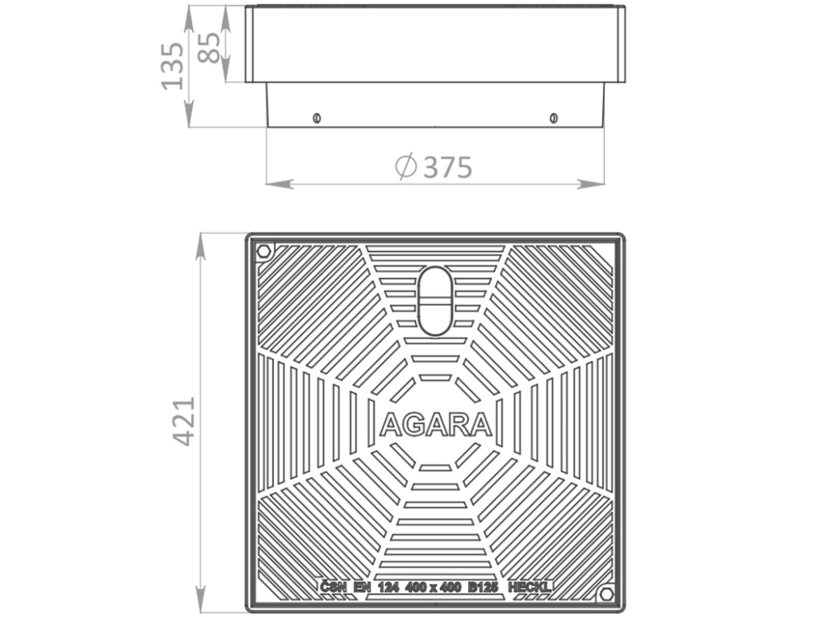 Hranatý poklop Heckl Agara KG