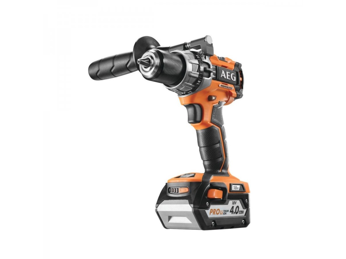 18V bezuhlíková příklepová vrtačka, 2 x 4,0Ah akumulátor, nabíječka AEG BSB 18C2 BL LI-402C