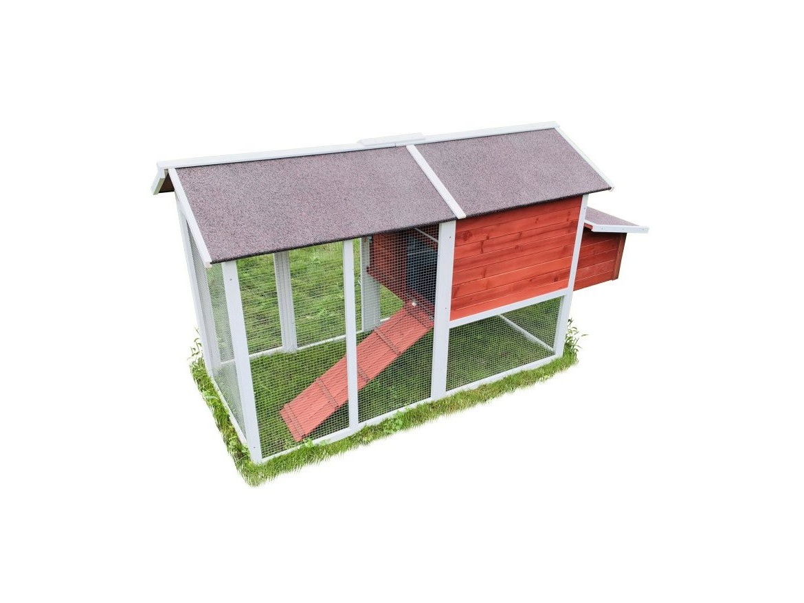 Kurník Scobax Dřevěný kurník MILÁNO RED MAXI, 2200x740x1200 mm
