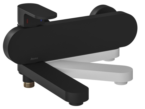 Ravak CR 022.20BL Vaňová nástenná batéria bez sprchového setu, čierna