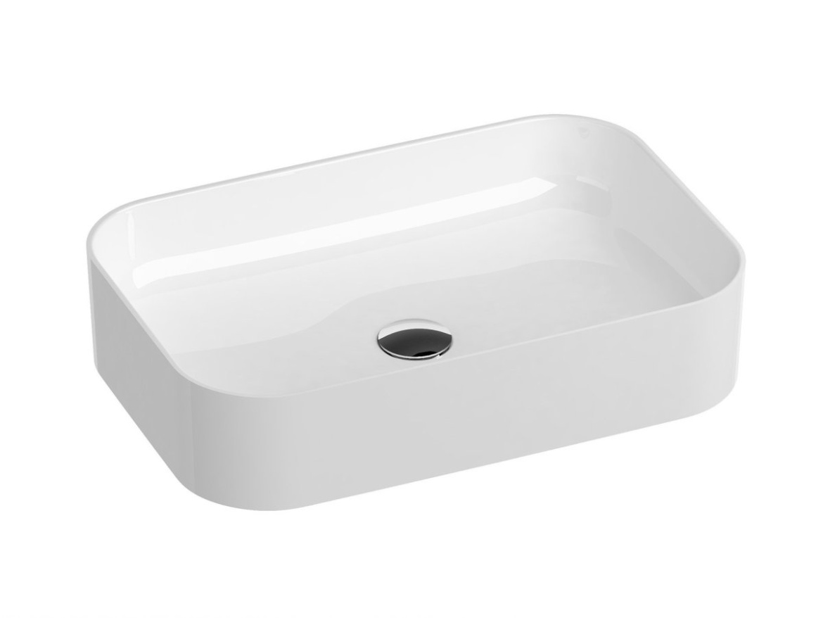 Ravak Umývadlo Ceramic Slim R 55, bez otvoru pre batériu, bez prepadu, čierna matná