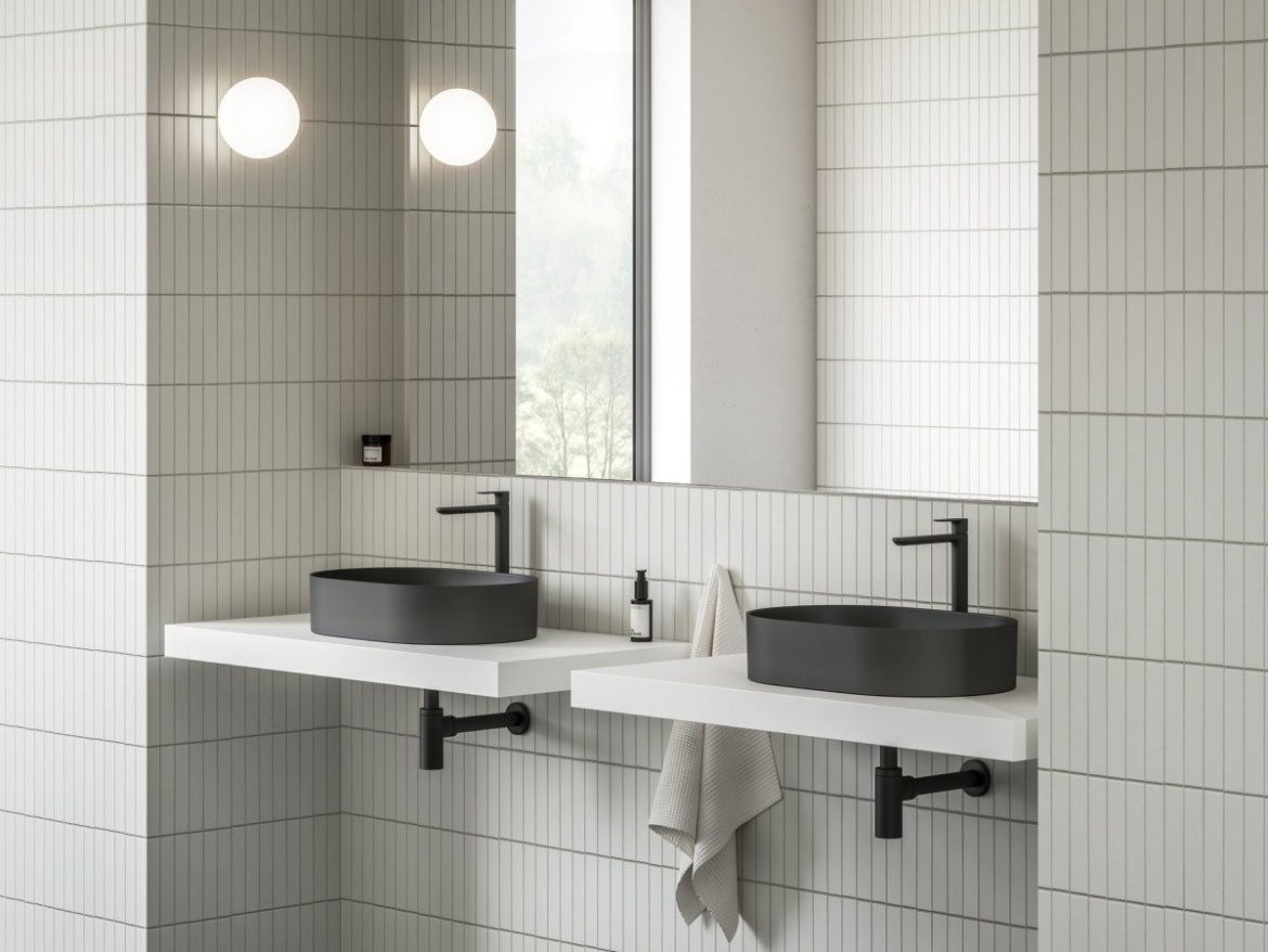 Ravak Umývadlo Ceramic Slim O 55, bez otvoru pre batériu, bez prepadu, antracit