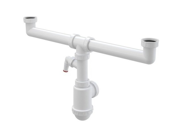 Alcadrain Dřezový sifon A448P bez výpusti G 6/4", odpad 40/50 mm, s přípojkou,  A448P-DN50/40