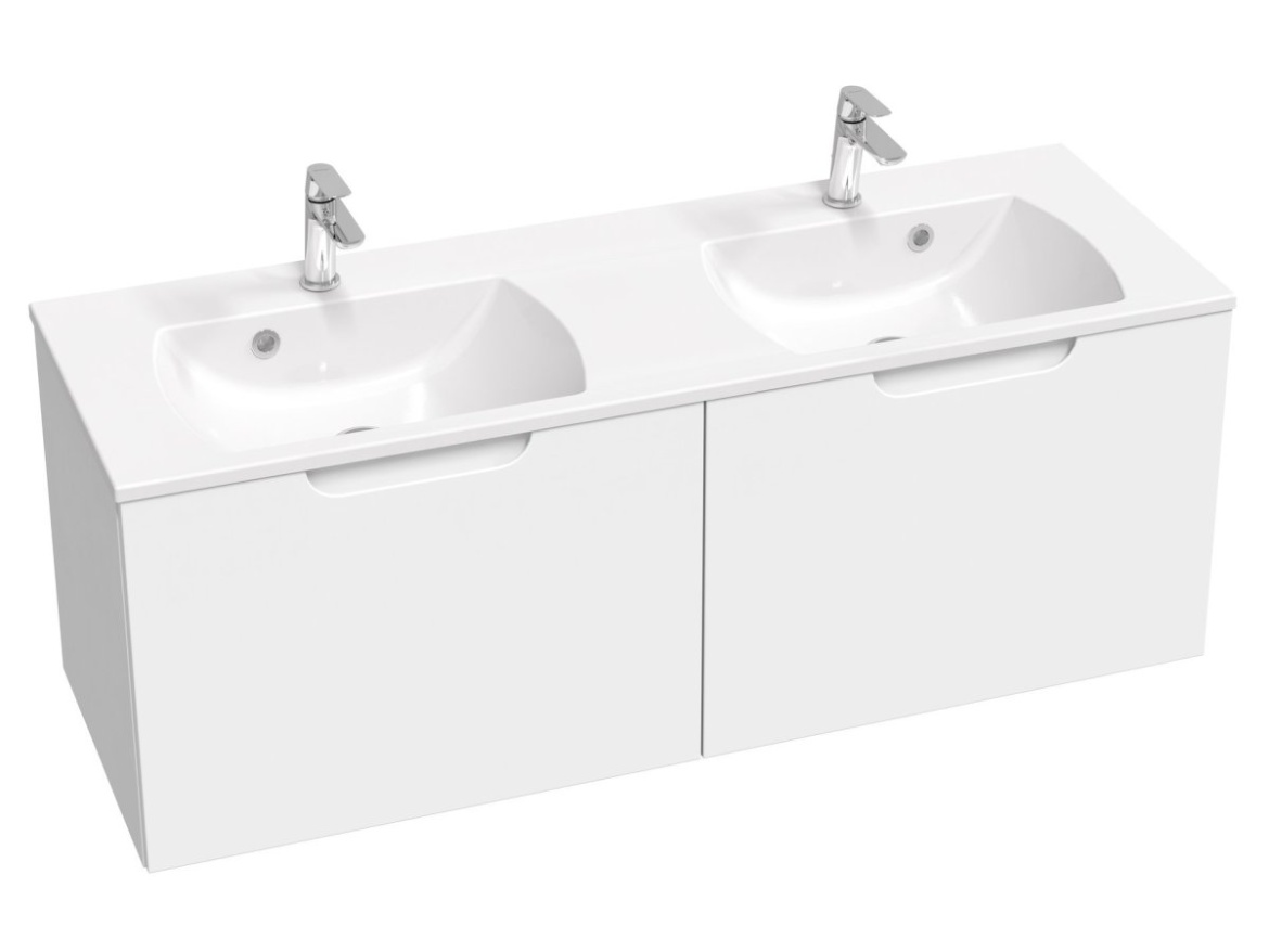 Ravak Dvojumyvadlo Classic Slim 130, s otvory pro baterie, s přepadem