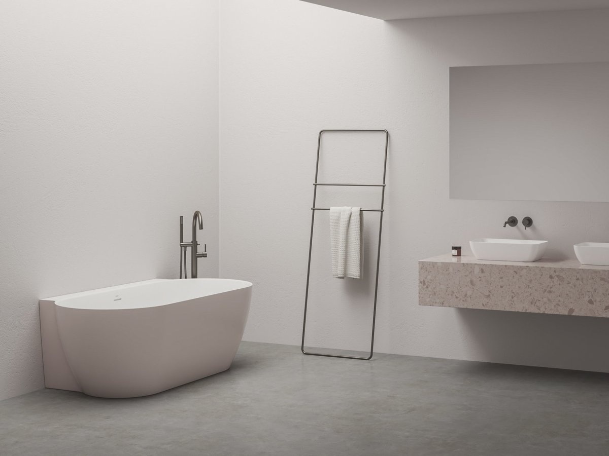 Ravak Vaňa Freedom Wall II Tec 170x87, voľne stojaca, čierna/biela, krytka odtoku čierna/biela/chróm