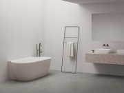 Ravak Vana Freedom Wall II Tec 170x87, volně stojící, Alabaster Pink/bílá, krytka odtoku bílá/černá/chrom