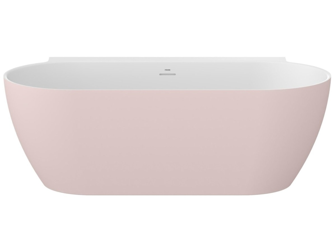 Ravak Vana Freedom Wall II Tec 170x87, volně stojící, Alabaster Pink/bílá, krytka odtoku bílá/černá/chrom