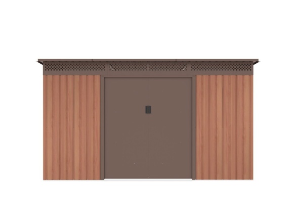 Plechový zahradní domek G21 GRAH 915 - 340 x 269 cm, hnědý