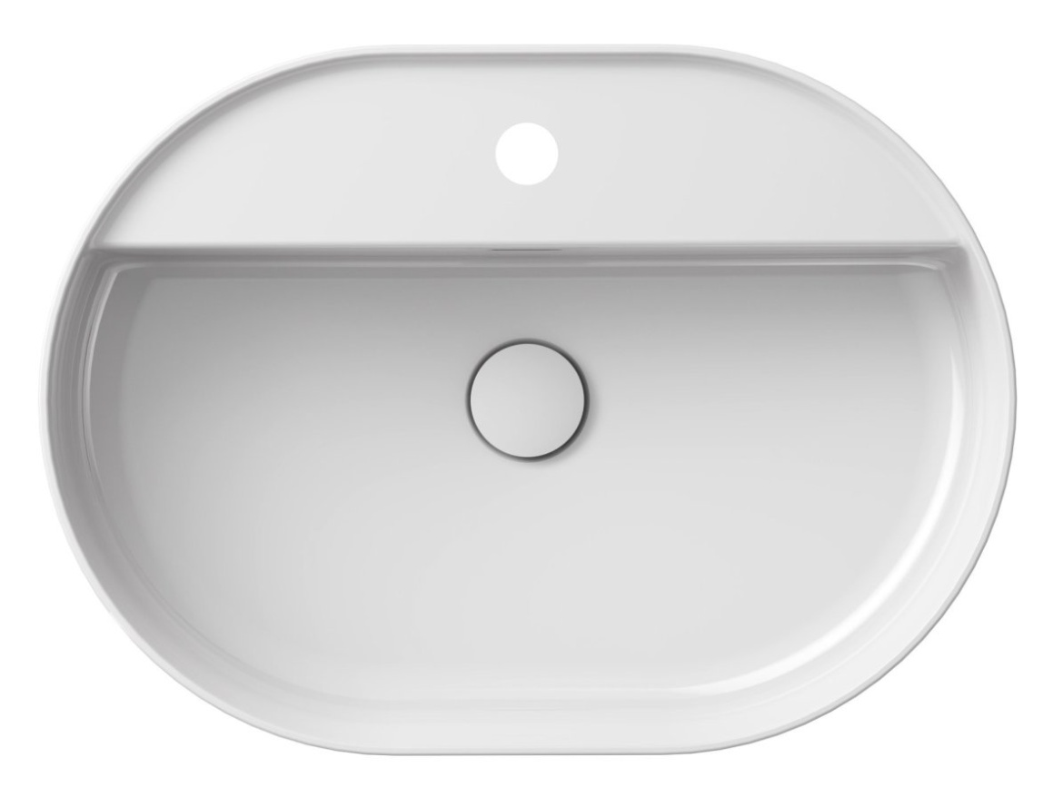 Ravak Umyvadlo Ceramic Slim Shelf O 55, s otvorem pro baterii, s přepadem, antracit