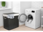 G21 Koš na prádlo  150 l s rozdělovači, bambusový černý s bílým košem