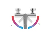 Ravak PU 022.00CR Vaňová nástenná batéria bez sprchového setu, chróm