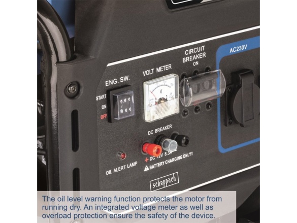 5500 W-os keretgenerátor AVR szabályozással és elektromos indítással Scheppach SG 7100x