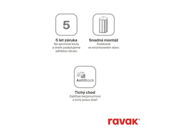 Ravak SRV2+SRV2 90x90 195, biela+pearl