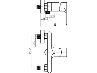 Vodovodní baterie – Novaservis Sprchová baterie Nobless Trend 150 mm, chrom, nástěnná, bez příslušenství, 41061/1,0