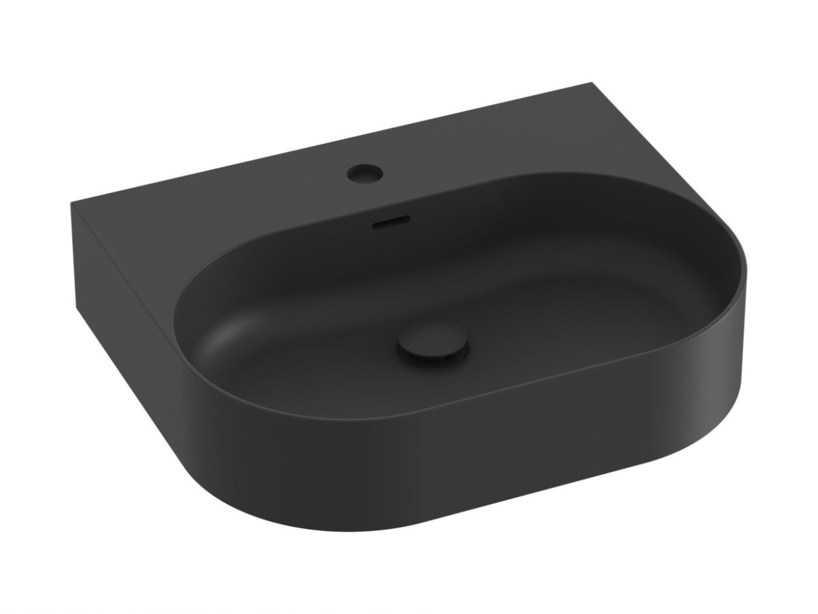 Ravak Umývadlo Ceramic Slim Wall O 55 N, s otvorom pre batériu, s prepadom, antracit