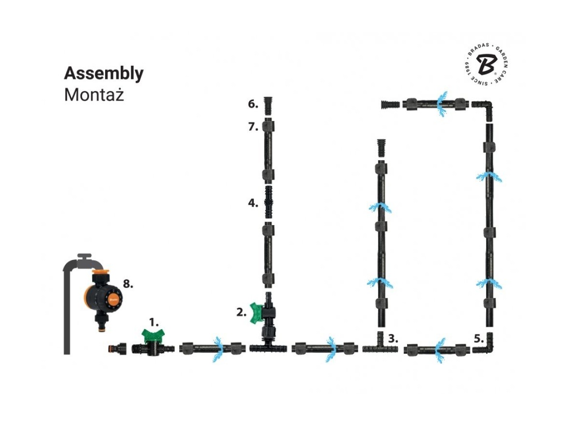 Bradas Kapková závlaha Bradas WATER FLOW DRIP - 50 m s časovačem