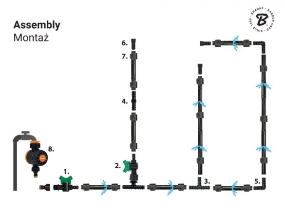 Bradas Kapková závlaha Bradas WATER FLOW DRIP - 50 m s časovačem