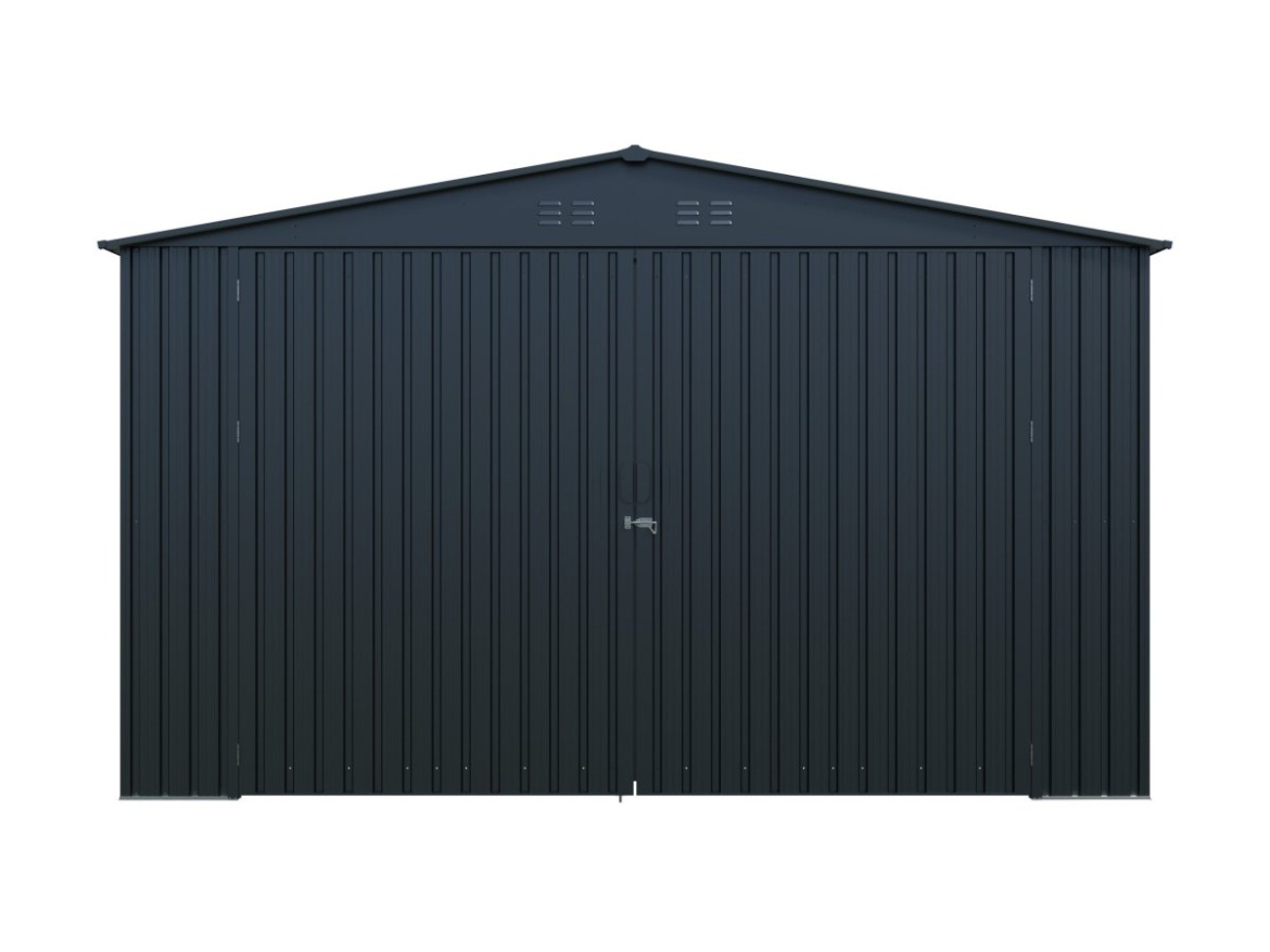 Fém garázs 3,8 x 6 m nyeregtetővel, antracit színű Riwall PRO RMCG 20x13 Anthracite