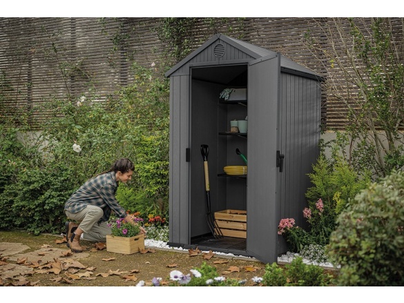 Plastový zahradní domek Keter Darwin 4 x 4 šedý, s podlahou