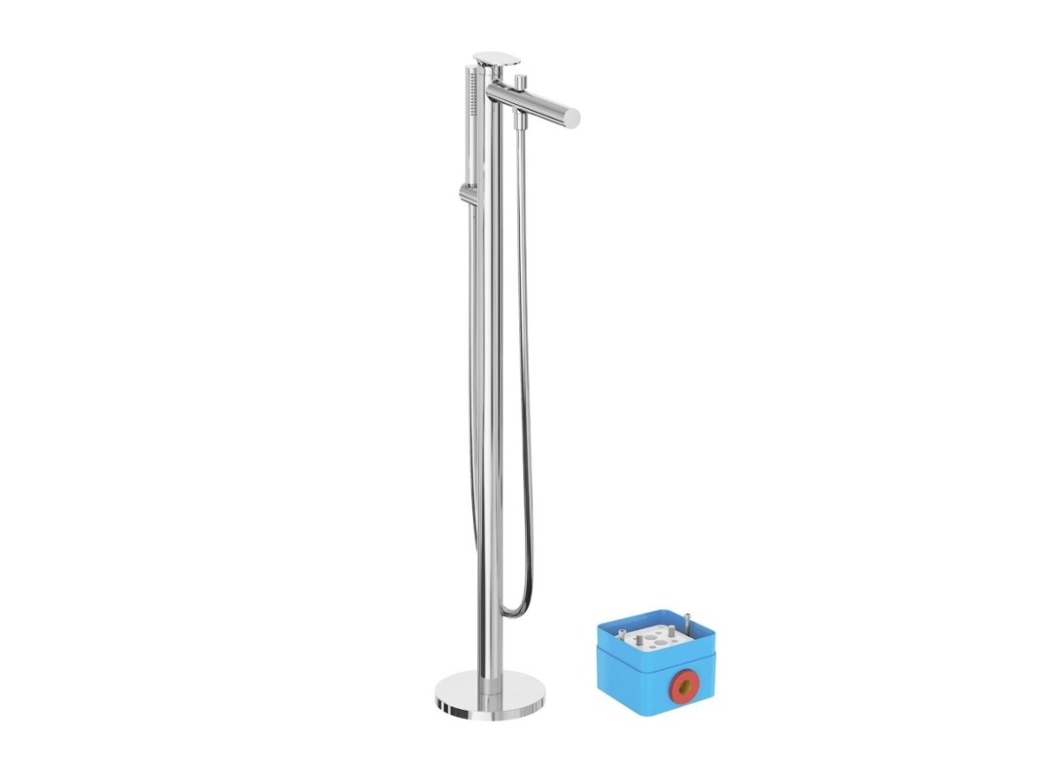 Ravak SG 080.10WHM.RB07A Vaňová batéria do podlahy pre R-box, so sprchovým setom, biela matná