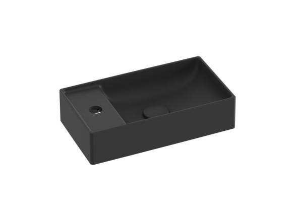 Ravak Umývadlo Veda Slim 40, s otvorom pre batériu, bez prepadu, čierna matná