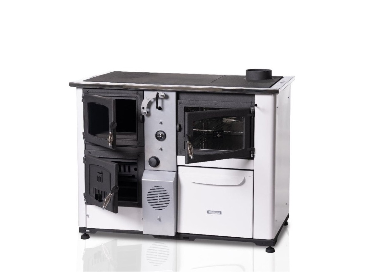 Termomont Sporák na tuhá paliva s výměníkem TEMY PRO P 25 s troubou - bílý, pravý