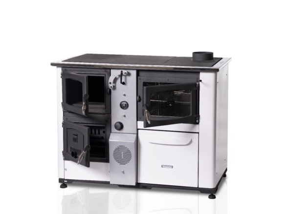 Termomont Sporák na tuhá paliva s výměníkem TEMY PRO P 25 s troubou - bílý, pravý