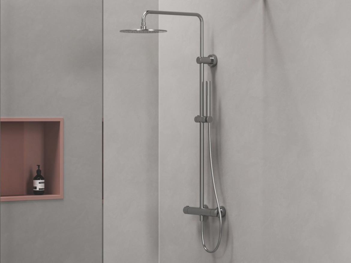 Ravak SG 091.20BLM Sprchový sloup s termostatickou baterií, posuvný, se sprchovým setem, černá matná